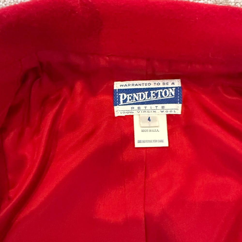 Pendleton Red Wool Cropped Jacket Petite 4 Double Breasted USA - Picture 5 of 11